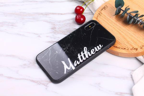 Glossy Graphic Glass Case - White Marble (CMC982)